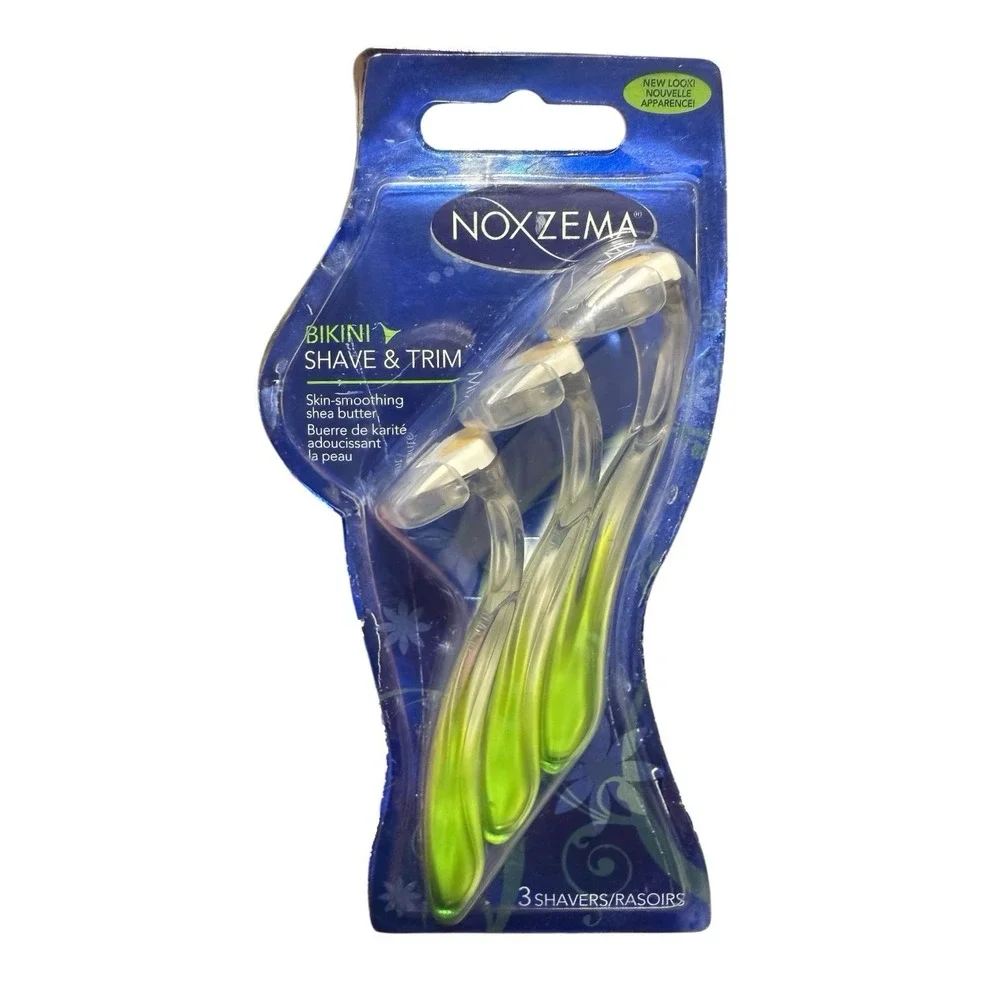 Noxzema Bikini Shave & Trim Women's Disposable Razor Green Clear Ergonomic 3ct